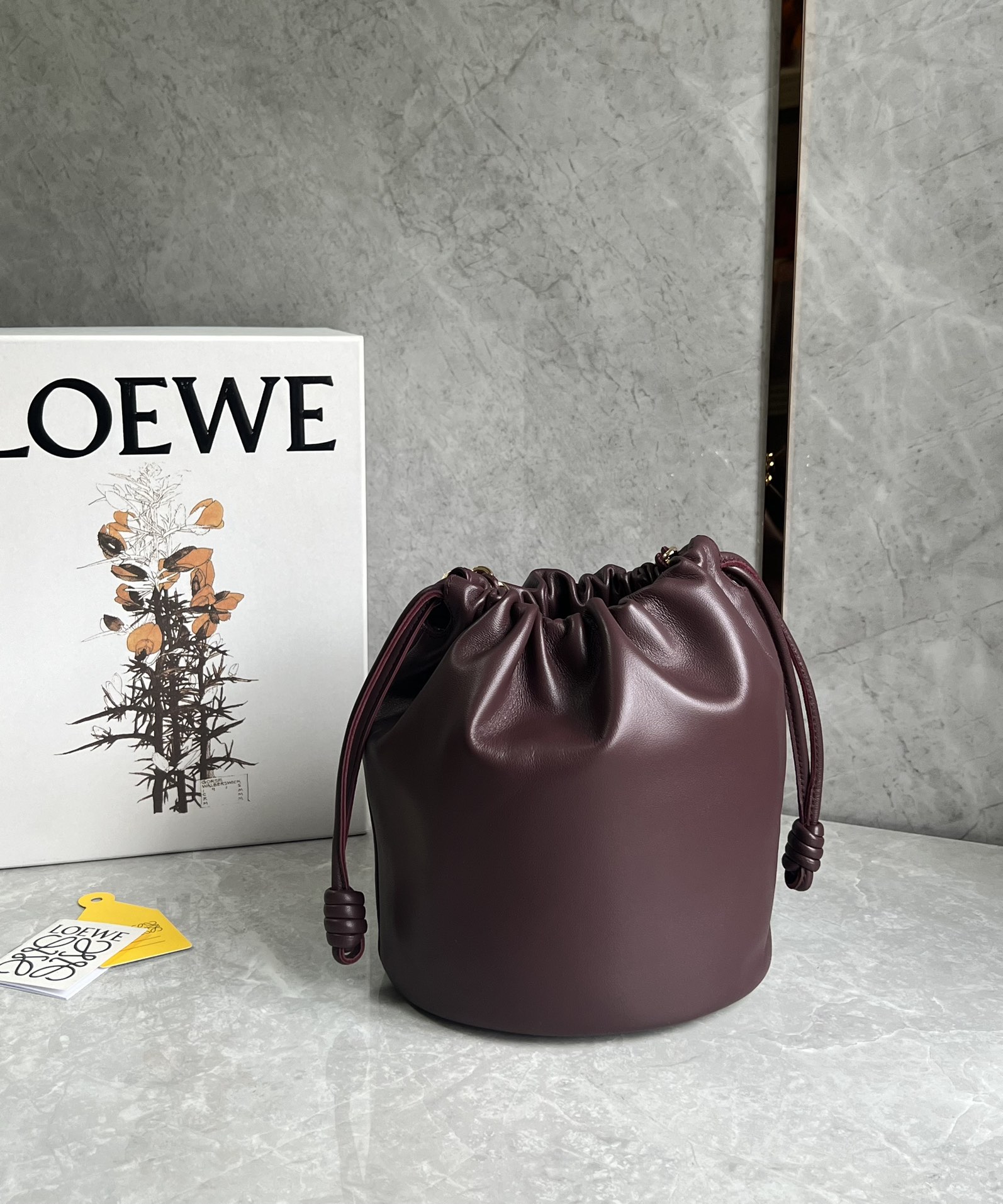 Loewe Flamenco Purse Bucket in Mellow Nappa Lambskin Dark Burgundy